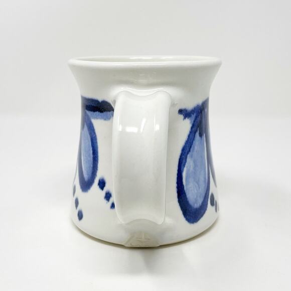 Lakeside Pottery Canada Coffee Cup Mug Hand Painted Stoneware Blue Floral White - Picture 2 of 6